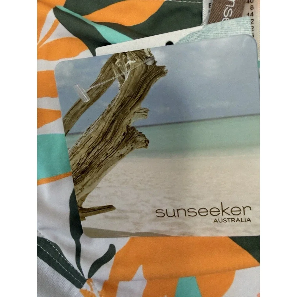 NWT Sunseeker Australia US 8 Microfibre Tropical Bikini Bottom Ruched Side Beach